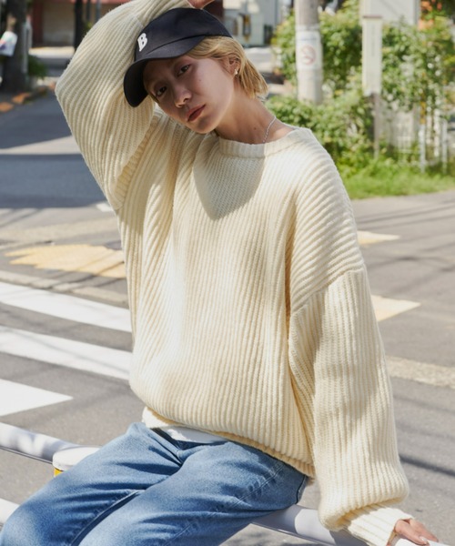 Auntie Rosa Holiday(アンティローザホリデー)の「※入荷禁止※片畦オーバーサイズニット(ニット/セーター・レディース・ライトグレー/アイボリー/ブルー/ピンク・FREE)」の18枚目の写真