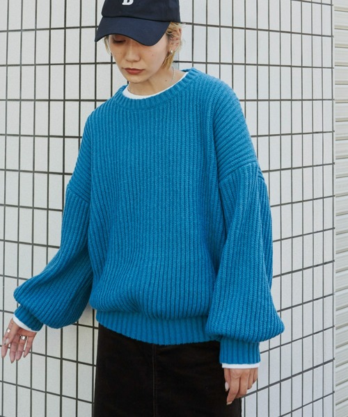 Auntie Rosa Holiday(アンティローザホリデー)の「※入荷禁止※片畦オーバーサイズニット(ニット/セーター・レディース・ライトグレー/アイボリー/ブルー/ピンク・FREE)」の6枚目の写真