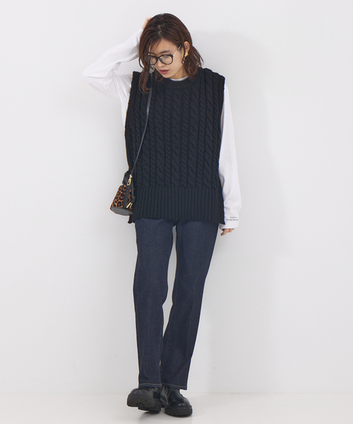 Rouge vif Anna(ルージュヴィフアンナ)の「フロント&袖口ロゴロンT(Tシャツ/カットソー・レディース・チャコールグレー/ピンク・フリー)」の3枚目の写真