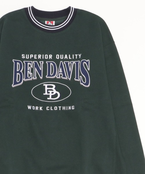 BEN DAVIS(ベンデイビス)の「BEN DAVIS/ベンデイビス リブライン カレッジワッペン刺繍 裏起毛 ビッグシルエット スウェットトレーナー(スウェット・レディース・ブラック/ダークグリーン/ネイビー/オートミール・M/L/XL)」の7枚目の写真