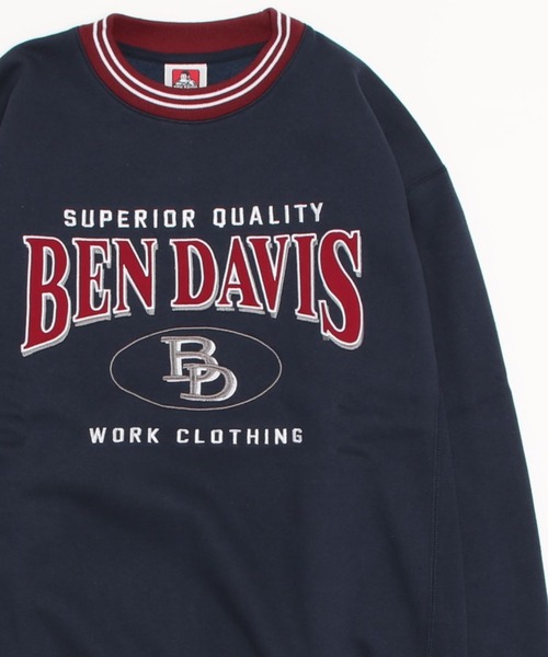 BEN DAVIS(ベンデイビス)の「BEN DAVIS/ベンデイビス リブライン カレッジワッペン刺繍 裏起毛 ビッグシルエット スウェットトレーナー(スウェット・レディース・ブラック/ダークグリーン/ネイビー/オートミール・M/L/XL)」の6枚目の写真