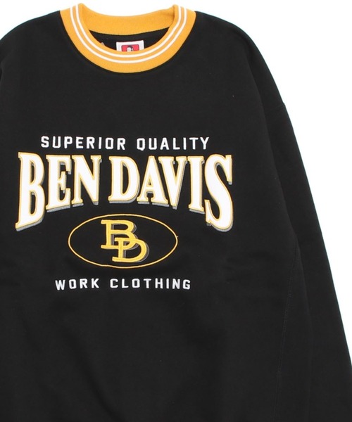 BEN DAVIS(ベンデイビス)の「BEN DAVIS/ベンデイビス リブライン カレッジワッペン刺繍 裏起毛 ビッグシルエット スウェットトレーナー(スウェット・レディース・ブラック/ダークグリーン/ネイビー/オートミール・M/L/XL)」の8枚目の写真