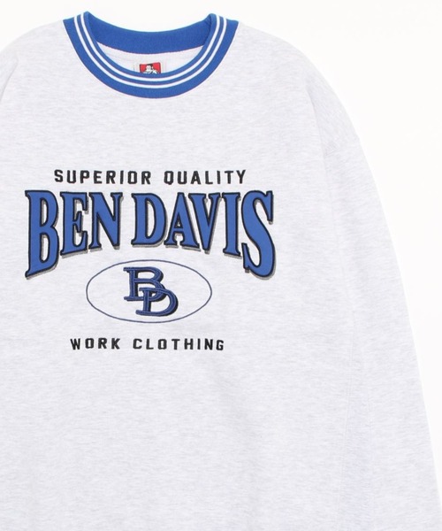 BEN DAVIS(ベンデイビス)の「BEN DAVIS/ベンデイビス リブライン カレッジワッペン刺繍 裏起毛 ビッグシルエット スウェットトレーナー(スウェット・レディース・ブラック/ダークグリーン/ネイビー/オートミール・M/L/XL)」の5枚目の写真