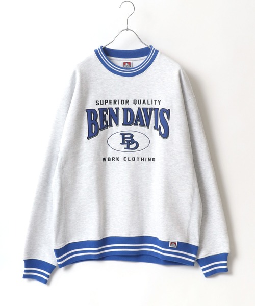 BEN DAVIS(ベンデイビス)の「BEN DAVIS/ベンデイビス リブライン カレッジワッペン刺繍 裏起毛 ビッグシルエット スウェットトレーナー(スウェット・レディース・ブラック/ダークグリーン/ネイビー/オートミール・M/L/XL)」の9枚目の写真