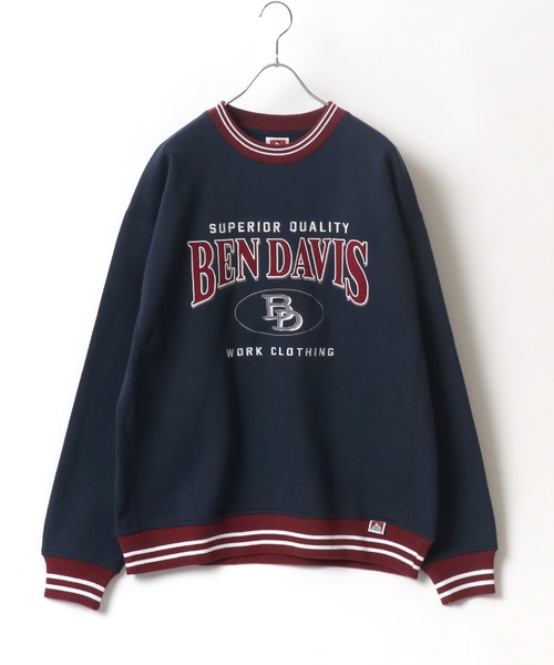 BEN DAVIS(ベンデイビス)の「BEN DAVIS/ベンデイビス リブライン カレッジワッペン刺繍 裏起毛 ビッグシルエット スウェットトレーナー(スウェット・レディース・ブラック/ダークグリーン/ネイビー/オートミール・M/L/XL)」の13枚目の写真