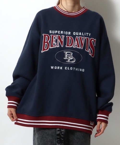 BEN DAVIS(ベンデイビス)の「BEN DAVIS/ベンデイビス リブライン カレッジワッペン刺繍 裏起毛 ビッグシルエット スウェットトレーナー(スウェット・レディース・ブラック/ダークグリーン/ネイビー/オートミール・M/L/XL)」の20枚目の写真