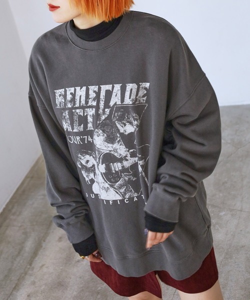 PBLIM（ページボーイリム）の「PAGEBOYLIM/ヴィンテージロックスウェット（スウェット・レディース・チャコールグレー/クリーム・MEDIUM/LARGE）」の2枚目の写真