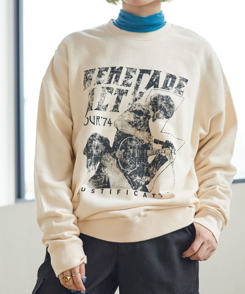 PBLIM（ページボーイリム）の「PAGEBOYLIM/ヴィンテージロックスウェット（スウェット・レディース・チャコールグレー/クリーム・MEDIUM/LARGE）」の3枚目の写真