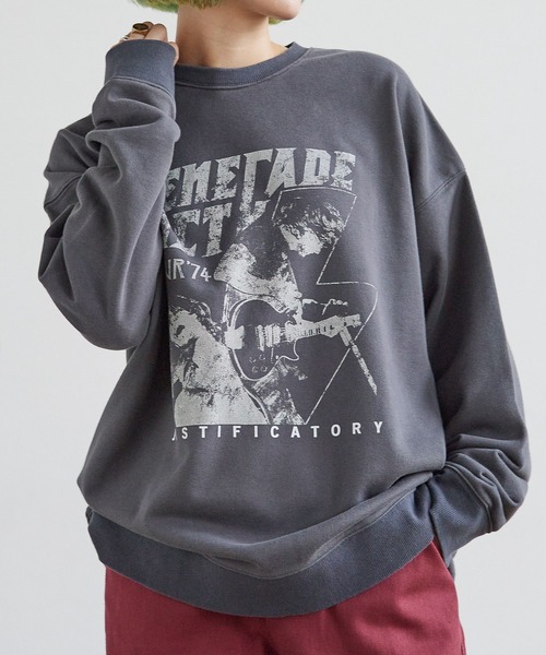 PBLIM（ページボーイリム）の「PAGEBOYLIM/ヴィンテージロックスウェット（スウェット・レディース・チャコールグレー/クリーム・MEDIUM/LARGE）」の5枚目の写真