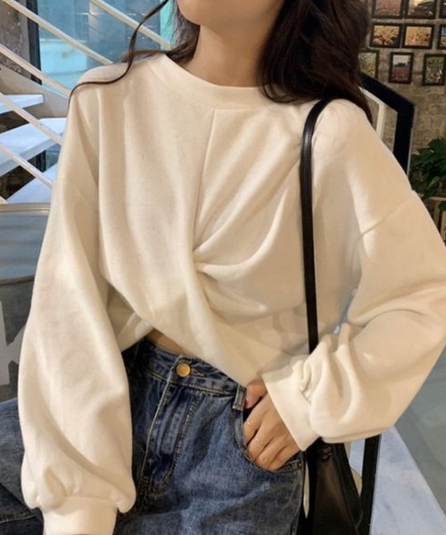meJane(ミージェーン)の「クロップド丈ボリュームスリーブプルオーバー(Tシャツ/カットソー・レディース・ブラック/グレー/オフホワイト・FREE)」の4枚目の写真