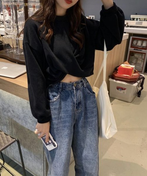 meJane(ミージェーン)の「クロップド丈ボリュームスリーブプルオーバー(Tシャツ/カットソー・レディース・ブラック/グレー/オフホワイト・FREE)」の8枚目の写真