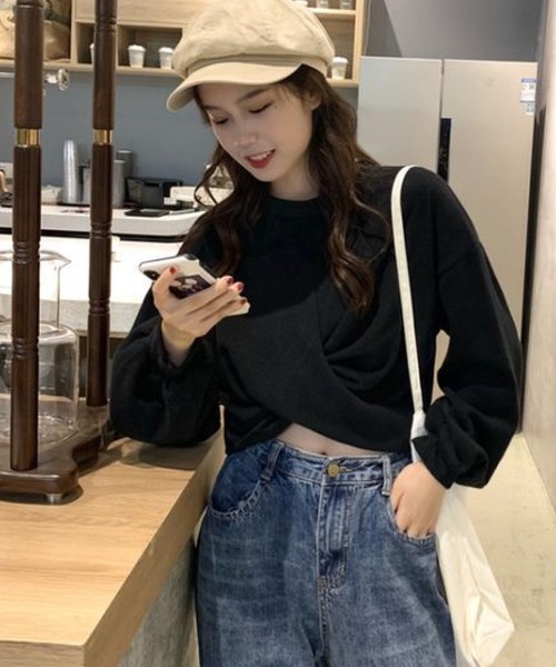 meJane(ミージェーン)の「クロップド丈ボリュームスリーブプルオーバー(Tシャツ/カットソー・レディース・ブラック/グレー/オフホワイト・FREE)」の13枚目の写真