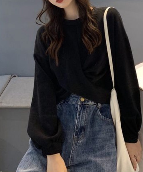 meJane(ミージェーン)の「クロップド丈ボリュームスリーブプルオーバー(Tシャツ/カットソー・レディース・ブラック/グレー/オフホワイト・FREE)」の18枚目の写真