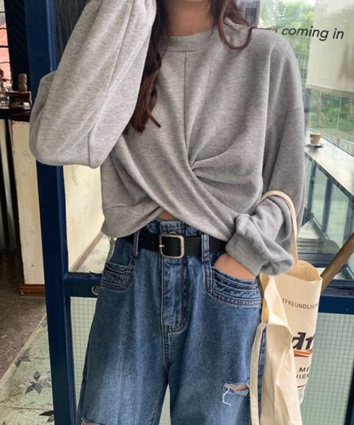 meJane(ミージェーン)の「クロップド丈ボリュームスリーブプルオーバー(Tシャツ/カットソー・レディース・ブラック/グレー/オフホワイト・FREE)」の9枚目の写真
