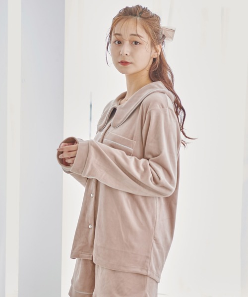 Dita（ディータ）の「ゆるてろパールシャギー襟付き ルームウェア（ルームウェア/パジャマ・レディース・シャンパン/ブラック/スモークピンク/オリーブ・FREE）」の18枚目の写真