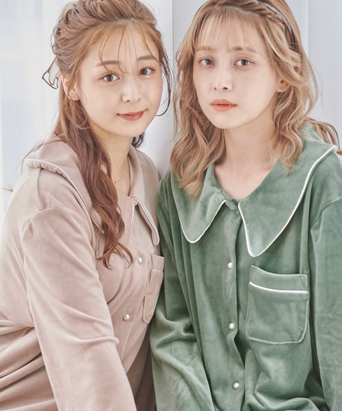 Dita（ディータ）の「ゆるてろパールシャギー襟付き ルームウェア（ルームウェア/パジャマ・レディース・シャンパン/ブラック/スモークピンク/オリーブ・FREE）」の19枚目の写真