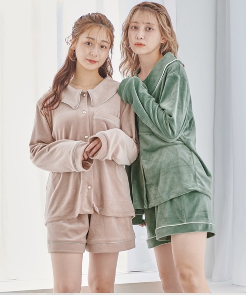 Dita（ディータ）の「ゆるてろパールシャギー襟付き ルームウェア（ルームウェア/パジャマ・レディース・シャンパン/ブラック/スモークピンク/オリーブ・FREE）」の20枚目の写真