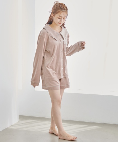 Dita（ディータ）の「ゆるてろパールシャギー襟付き ルームウェア（ルームウェア/パジャマ・レディース・シャンパン/ブラック/スモークピンク/オリーブ・FREE）」の21枚目の写真