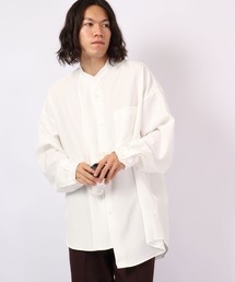 SUGGESTION ピンタック ドッキング アシメワイドシャツ