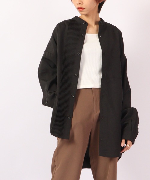SUGGESTION(サジェッション)の「SUGGESTION ピンタック ドッキング アシメワイドシャツ(シャツ/ブラウス・メンズ・ブラック/ホワイト・M/L)」の18枚目の写真