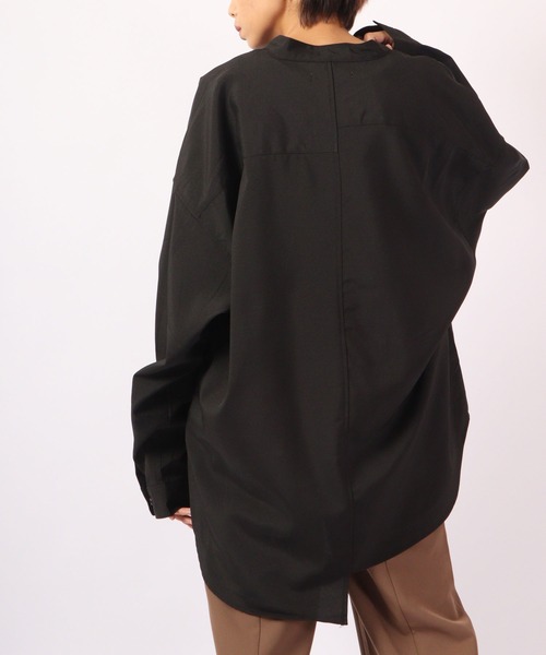 SUGGESTION(サジェッション)の「SUGGESTION ピンタック ドッキング アシメワイドシャツ(シャツ/ブラウス・メンズ・ブラック/ホワイト・M/L)」の22枚目の写真
