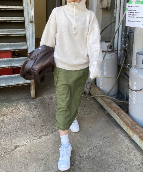 SHAGGIE（シャギー）の「モヘアライクハーフジップオーバーニット（ニット/セーター・レディース・ナチュラル/ブラック/ピンク/ネイビー・FREE）」の6枚目の写真