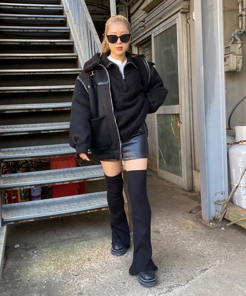 SHAGGIE（シャギー）の「モヘアライクハーフジップオーバーニット（ニット/セーター・レディース・ナチュラル/ブラック/ピンク/ネイビー・FREE）」の18枚目の写真