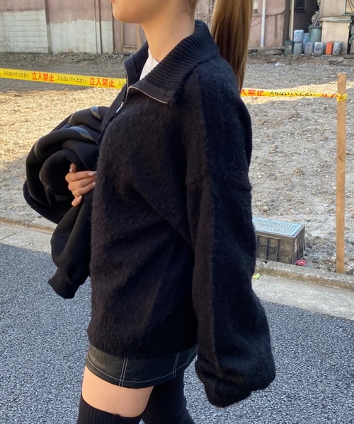 SHAGGIE（シャギー）の「モヘアライクハーフジップオーバーニット（ニット/セーター・レディース・ナチュラル/ブラック/ピンク/ネイビー・FREE）」の22枚目の写真