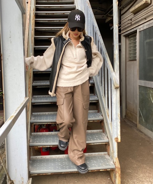 SHAGGIE（シャギー）の「モヘアライクハーフジップオーバーニット（ニット/セーター・レディース・ナチュラル/ブラック/ピンク/ネイビー・FREE）」の13枚目の写真