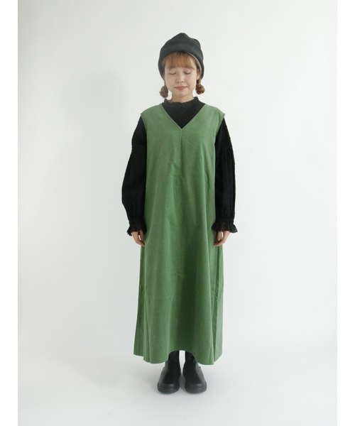 Samansa Mos2（サマンサ モスモス）の「コーデュロイ前後着ジャンパースカート（ジャンパースカート・レディース・ブラック/ベージュ/ブラウン/グリーン・ﾌﾘ-）」の11枚目の写真