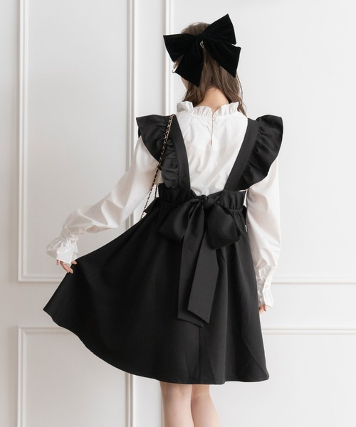 DearMyLoveRose（ディアマイラブローズ）の「バックリボンフリルジャンスカ（ジャンパースカート・レディース・ブラック/ベージュ/パープル/ブラック系その他/ベージュ系その他/パープル系その他・MEDIUM/XX-LARGE/X-LARGE/LARGE）」の8枚目の写真