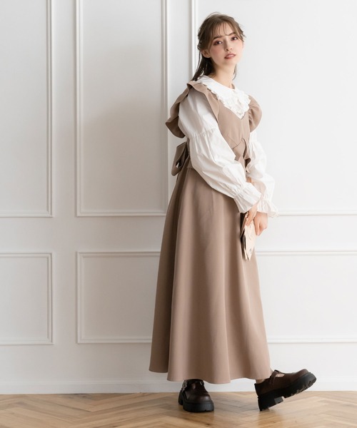 DearMyLoveRose（ディアマイラブローズ）の「バックリボンフリルジャンスカ（ジャンパースカート・レディース・ブラック/ベージュ/パープル/ブラック系その他/ベージュ系その他/パープル系その他・MEDIUM/XX-LARGE/X-LARGE/LARGE）」の10枚目の写真