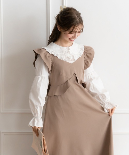 DearMyLoveRose（ディアマイラブローズ）の「バックリボンフリルジャンスカ（ジャンパースカート・レディース・ブラック/ベージュ/パープル/ブラック系その他/ベージュ系その他/パープル系その他・MEDIUM/XX-LARGE/X-LARGE/LARGE）」の12枚目の写真