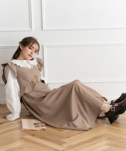 DearMyLoveRose（ディアマイラブローズ）の「バックリボンフリルジャンスカ（ジャンパースカート・レディース・ブラック/ベージュ/パープル/ブラック系その他/ベージュ系その他/パープル系その他・MEDIUM/XX-LARGE/X-LARGE/LARGE）」の13枚目の写真