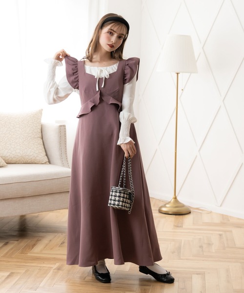 DearMyLoveRose（ディアマイラブローズ）の「バックリボンフリルジャンスカ（ジャンパースカート・レディース・ブラック/ベージュ/パープル/ブラック系その他/ベージュ系その他/パープル系その他・MEDIUM/XX-LARGE/X-LARGE/LARGE）」の14枚目の写真