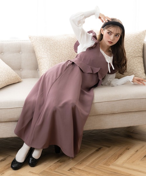 DearMyLoveRose（ディアマイラブローズ）の「バックリボンフリルジャンスカ（ジャンパースカート・レディース・ブラック/ベージュ/パープル/ブラック系その他/ベージュ系その他/パープル系その他・MEDIUM/XX-LARGE/X-LARGE/LARGE）」の17枚目の写真