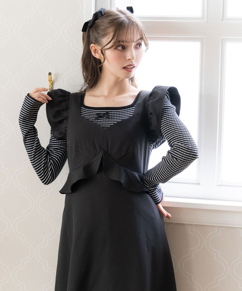 DearMyLoveRose（ディアマイラブローズ）の「バックリボンフリルジャンスカ（ジャンパースカート・レディース・ブラック/ベージュ/パープル/ブラック系その他/ベージュ系その他/パープル系その他・MEDIUM/XX-LARGE/X-LARGE/LARGE）」の21枚目の写真