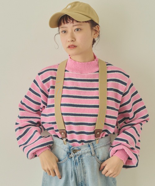 MERLOT(メルロー)の「マルチカラーハイネックボーダーニット(ニット/セーター・レディース・グリーン/ピンク/イエロー・FREE)」の22枚目の写真