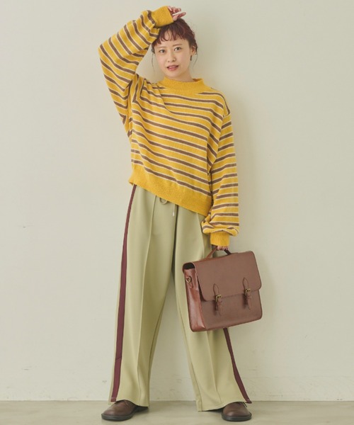MERLOT(メルロー)の「マルチカラーハイネックボーダーニット(ニット/セーター・レディース・グリーン/ピンク/イエロー・FREE)」の18枚目の写真