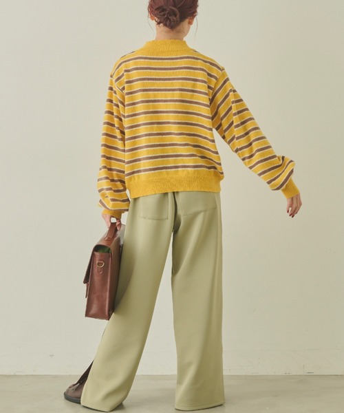 MERLOT(メルロー)の「マルチカラーハイネックボーダーニット(ニット/セーター・レディース・グリーン/ピンク/イエロー・FREE)」の21枚目の写真