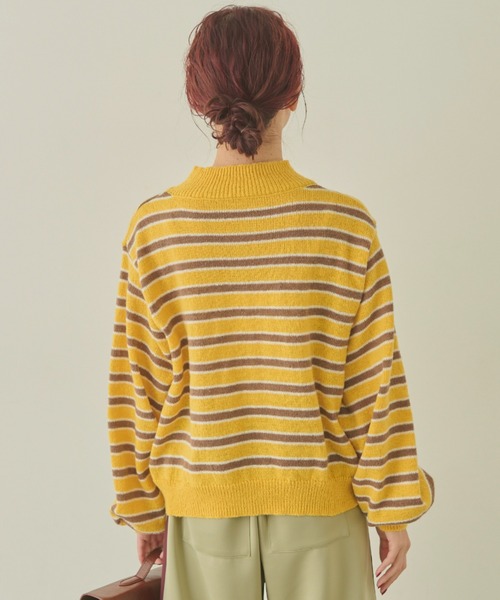 MERLOT(メルロー)の「マルチカラーハイネックボーダーニット(ニット/セーター・レディース・グリーン/ピンク/イエロー・FREE)」の17枚目の写真