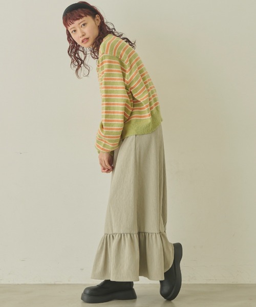 MERLOT(メルロー)の「マルチカラーハイネックボーダーニット(ニット/セーター・レディース・グリーン/ピンク/イエロー・FREE)」の11枚目の写真