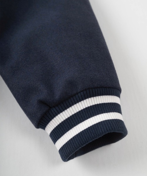 make a ray!(メイク ア レイ!)の「ワンポイント カレッジサガラ刺繍 メルトンスタジャン/ ビッグシルエット(スタジャン・メンズ・ブラック/ネイビー/グリーン/ブラック系その他・M/L/XL)」の12枚目の写真