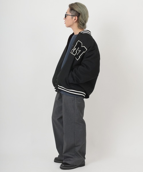 make a ray!(メイク ア レイ!)の「ワンポイント カレッジサガラ刺繍 メルトンスタジャン/ ビッグシルエット(スタジャン・メンズ・ブラック/ネイビー/グリーン/ブラック系その他・M/L/XL)」の16枚目の写真