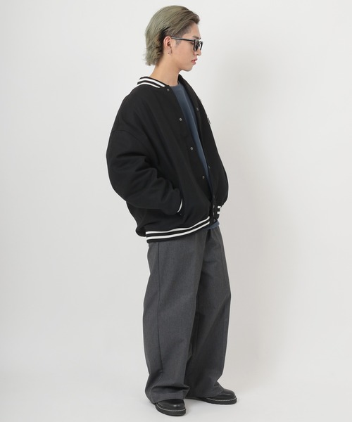 make a ray!(メイク ア レイ!)の「ワンポイント カレッジサガラ刺繍 メルトンスタジャン/ ビッグシルエット(スタジャン・メンズ・ブラック/ネイビー/グリーン/ブラック系その他・M/L/XL)」の17枚目の写真