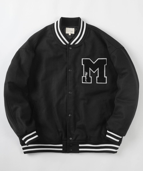 make a ray!(メイク ア レイ!)の「ワンポイント カレッジサガラ刺繍 メルトンスタジャン/ ビッグシルエット(スタジャン・メンズ・ブラック/ネイビー/グリーン/ブラック系その他・M/L/XL)」の20枚目の写真