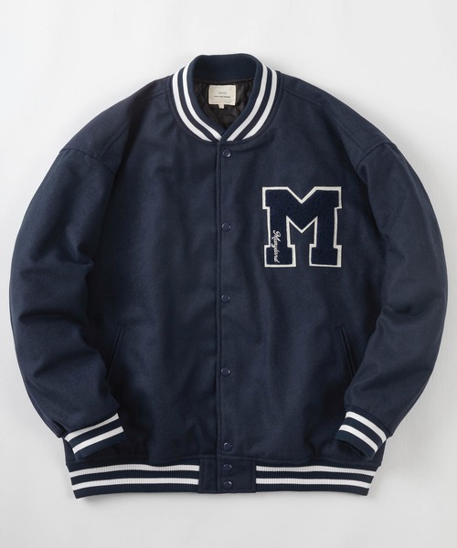 make a ray!(メイク ア レイ!)の「ワンポイント カレッジサガラ刺繍 メルトンスタジャン/ ビッグシルエット(スタジャン・メンズ・ブラック/ネイビー/グリーン/ブラック系その他・M/L/XL)」の21枚目の写真