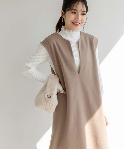 fifth（フィフス）の「メルトンキーネックジャンスカワンピース（ワンピース・レディース・モカ/カーキ/ブラック・M）」の17枚目の写真