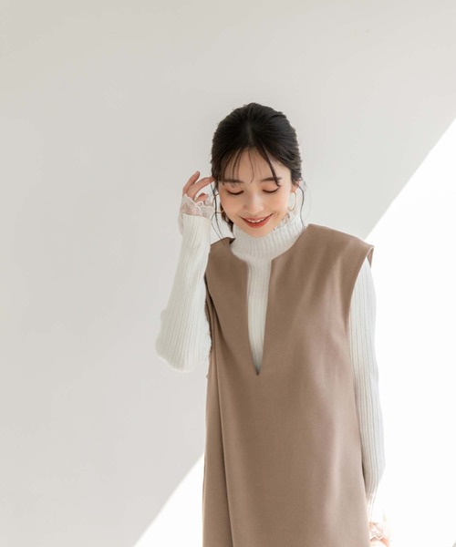 fifth（フィフス）の「メルトンキーネックジャンスカワンピース（ワンピース・レディース・モカ/カーキ/ブラック・M）」の21枚目の写真