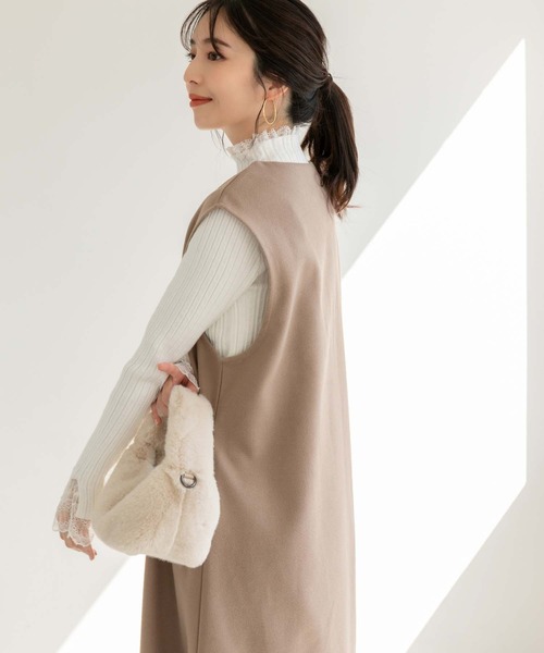 fifth（フィフス）の「メルトンキーネックジャンスカワンピース（ワンピース・レディース・モカ/カーキ/ブラック・M）」の19枚目の写真